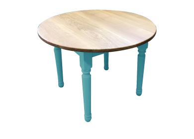 Table-allonges CLASSIC-chic-bois-de-chene-massif-bleue